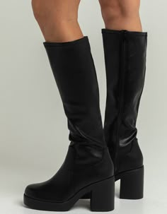 Knee Length Boots Outfit, High Heel Boots Outfit, Black Mid Calf Boots, Black High Boots, Chic Fall Outfits, Fresh Shoes, Aesthetic Shoes, Womens Knee High Boots, Pretty Shoes