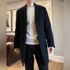 Size Small, I’m 5’9 And It Fits Me Perfectly! Never Worn, Without Tags Elegant Calvin Klein Business Casual Outerwear, Fitted Calvin Klein Outerwear With Pockets, Black Fitted Wool Coat With Notch Lapel, Classic Black Long Coat Blazer, Calvin Klein Spring Business Casual Outerwear, Fitted Black Wool Coat Single Breasted, Spring Calvin Klein Business Casual Outerwear, Fitted Wool Coat For Workwear, Classic Long Black Blazer