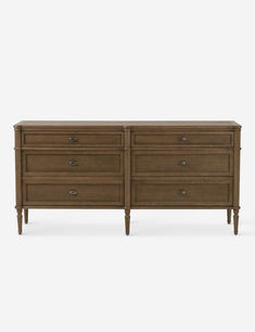 Delancey 6-Drawer Dresser in gray background. Reeded Dresser, Unique Dresser, Dresser Brown, Extra Wide Dresser, Dresser White, Long Dresser, Oak Plywood, Wide Dresser, Oak Dresser