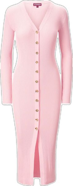 Pink Ribbed Sweater Dress, Pink Ribbed Long Sleeve Sweater Dress, Chic Ribbed Cardigan, Fitted Sweater With Buttons For Spring, Fitted Sweater Dress With Button Closure For Spring, Fitted Spring Sweater With Buttons, Pink Fitted Elegant Sweater, Elegant Fitted Ribbed Cardigan, Elegant Ribbed Spring Cardigan