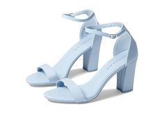 Madden Girl Beella - Women's Shoes : Powder Blue : Get ready to showstop everywhere you go in the Madden Girl Beella heel! Display your style and beauty with the Beella heel. Slip-on styling crafted in smooth man-made uppers with open toe features adjustable buckle closure at ankle strap. Textile upper. Two piece dress sandal with block heel and adjustable ankle strap. Adjustable buckle closure at ankle. Man-made lining. Open-toe. Polyurethane midsole for extra support. Synthetic lining. Polyure Prom Shoes Blue, Heel Display, Heels Outfits Casual, Heels And Jeans Outfit, Heels Casual Outfit, Hoco Heels, Heels Outfits Dress, Hoco Shoes, Outfits Heels