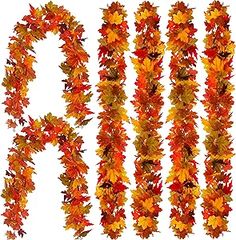 【Realistic Maple Leaf Garland】 7 different colors leaves make this fall garland looks more natural, it has dark green, vibrant orange, red, black, dark red and more, just like the real fallen leaves, perfect for autumn Thanksgiving indoor and outdoor decorations.
【Package & Size】 Package includes 6 separate artificial maple leaf garland, and each garland is 5.6ft in length, the green, yellow, orange and more color maple leaves make for a great blend of colors to warm up any room. Maple Leaf Wreath, Leaves Garland, Amazon Christmas, Swag Wreath, Artificial Plants Outdoor, Fall Front Door, Autumn Decorating, Artificial Leaf