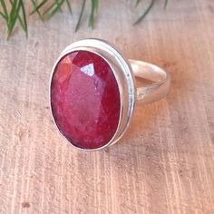 Attractive Red Ruby Gemstone Ring- Handmade Ring- Oval Faceted Ring- Red Ruby Ring-925 Sterling Silver Ring- Wedding Gift Ring. :product details: :Stone name : Red Ruby :Shape : Oval /Faceted :Stone Dimension Approx :10 x 14 mm :Material : 925 Sterling Silver & Gemstone :Item Weight Approx : 5.30 grams --------------------------------------------------------------------------------------------------------------------------------------------- USA Parcels Take Approx 7-10 Days In Delivery (USPS) O