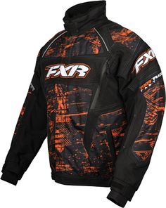 FXR HELIX Jacket - WARP - Orange Warp - Snowmobile Gear Fall Technical Long Sleeve Outerwear, Fall Technical Outerwear With Long Sleeves, Technical Long Sleeve Fall Outerwear, Technical Winter Outerwear With Reflective Details, Fall Track Jacket With Reflective Details For Outdoor Activities, Fall Track Jacket For Outdoor Activities With Reflective Details, Fall Sports Outerwear With Reflective Details, Sports Long Sleeve Outerwear With Reflective Details, Snowmobile Girl