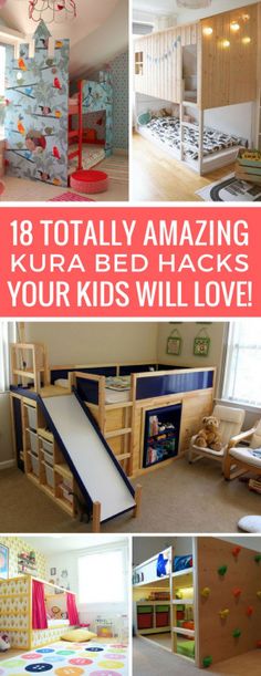 kids'bedroom with bunk beds and toys in it, including a bed that is built into