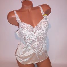 Vintage Camisole Vanity Fair Size 36 Medium Ivory Cream Solid Lace Trim Pit To Pit 17.5" Length 21.5" New With Tags *Bundle To Save Chavonne11 042224 Fitted Cream Tank Top With Built-in Bra, Elegant White Tank Top With Built-in Bra, Cream Camisole With Built-in Bra And Spaghetti Straps, White Wedding Camisole With Delicate Straps, Fitted Cream Camisole With Built-in Bra, Beige Lace Camisole With Built-in Bra, White Feminine Camisole Tank Top, White Fitted Feminine Tank Top, White Lace Camisole With Delicate Straps