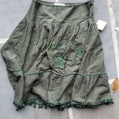 This Is So Cute. New With Tags. Size Medium However I Feel It Fits More Like A Large. The Waist When Flat Is 16 Inch Across. Pom Pom Detail. So Cute. Casual Embroidered Skirt From Zara, Casual Embroidered Skirt By Zara, Casual Embroidered Zara Skirt, Casual Embroidered Denim Skirt, Green Cotton Fall Skirt, Casual Embroidered Fall Skirt, Fall Green Cotton Skirt, Zara Cotton Skirt, Casual Green Embroidered Skirt