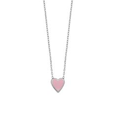 A bold splash of perfect pink contained within soft curves and a sharp point, this classic charm necklace is equal parts sweet and sass–just like you. Wear with our One Love Bracelet in Pink and One Love Pink Heart Studs for a complete look or mix and match to give your ensemble some extra love. 14k gold plated sterling silver 16-18" Adjustable Pink Pendant Charm Necklace, Pink Heart-shaped Sterling Silver Charm Necklace, Dainty Pink Necklace With Delicate Chain, Pink Sterling Silver Charm Necklace With Heart Charm, Dainty Pink Charm Necklace With Delicate Chain, Pink Pendant Charm Necklace With Delicate Chain, Pink Charm Necklace For Gift, Pink Sterling Silver Necklace With Heart Charm, Pink Heart-shaped Sterling Silver Necklace