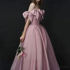 Lasaky - Bride's Squad Dress for Wedding Night Pink Wedding Dress For Banquet, Princess Style Sleeveless Evening Ball Gown, A-line Satin Evening Dress For Wedding, Pink Princess Style Evening Dress For Wedding, Satin A-line Evening Dress For Wedding, Floor-length Prom Dress With Bow, Princess Style Satin Ball Gown Dresses, Princess Style Satin Party Dress, Princess Style Bridesmaid Ball Gown Wedding Dress