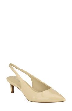 A pointy toe and tapered kitten heel balance a poised pump fitted with an elasticized slingback strap for easy wear. 1 3/4" heel Elasticized slingback strap Synthetic upper, lining and sole Imported Cream Slingback Pumps With Pointed Toe And 4-inch Heel, Beige Slingback Pumps With 4-inch Heel And Almond Toe, Beige Pointed Toe Slingback Pumps With 4-inch Heel, Cream Slingback Pumps With Pointed Toe For Summer, Cream Pointed Toe Slingback Pumps For Summer, Beige Pointed Toe Slingback Pumps For Spring, Beige Kitten Heels With Heel Strap And Almond Toe, Beige Almond Toe Kitten Heels With Heel Strap, Chic Fitted Beige Slingback Pumps