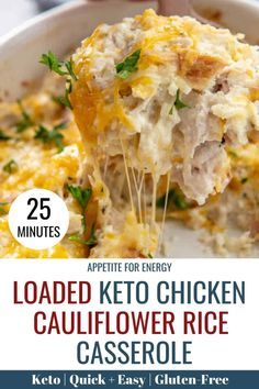 loaded keto chicken cauliflower rice casserole is an easy and delicious dinner