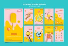 instagram stories templates with popsicles and ice cream on them for social media