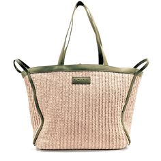 Summer Raffia Tote | KoaWood Ranch Chic Woven Leather Beach Bag, Chic Sand-colored Beach Bag, Chic Green Straw Bag For Beach, Chic Green Straw Bag For The Beach, Chic Green Straw Bag For Travel, Chic Green Beach Bag For Spring, Modern Straw Bag With Braided Handles For Vacation, Modern Natural Straw Bag For Vacation, Chic Sand-colored Beach Bag For Spring