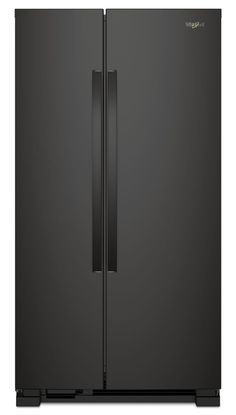 Purposefully-designed storage spaces help you fit and find it all. Get increased loading flexibility with adjustable gallon door bins. LED lights keep food looking as good as it tastes while electronic controls make it easy to adjust your refrigerator whenever it's needed. Whirlpool 25.1-cu ft Side-by-Side Refrigerator (Black) | WRS315SNHB Matte Black Fridge, Black Refrigerator Kitchen, Black Fridge Kitchen, Side Of Fridge, Moody Rooms, Black Fridge, Black Fridges, Refrigerator Black, Tall Fridge