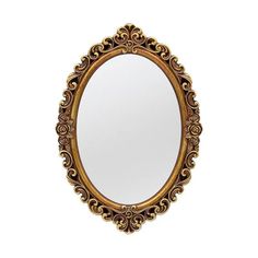 an ornate gold framed mirror on a white background with clipping for text or image