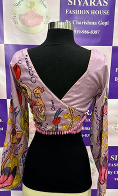 Gorgeous Kalamkari Half saree with Maggam work designer full Sleeves blouse in Lavender color fits Size 38 and can be altered if needed . 🥰❤️Blouse 36/38 plus margin can expand upto 40. Lehanga length: 41 in fabric: Crepe silk very soft in touch Dupatta: Chinnon silk Ajanta print blouse is full hands with matching hand work in sequence embellishments. Kalamkari Half Saree, Full Sleeves Blouse, Full Sleeves Design, Full Sleeve Blouse, Color Fits, Sleeves Blouse, Blouse Neck Designs, Blouse Designs Latest, Maggam Work