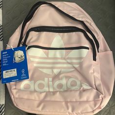 Nwt Adidas Backpack Light Pink Adidas Sports Bag In Pink, Adidas Casual Bags For Outdoor Activities, Casual Adidas Bags For Outdoor Activities, Adidas Casual Sports Backpack, Casual Adidas Sports Backpack, Pink Adidas Backpack For Daily Use, Adidas Pink Backpack For Daily Use, Casual Bags With Logo For Outdoor Activities, Trendy White Backpack For Outdoor Activities