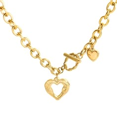 PRICES MAY VARY. Necklace Length Information:This gold heart necklace measures 47cm in length, making it a perfect statement piece for any outfit. The chunky toggle necklace for women is both eye-catching and elegant, offering a versatile addition to your jewelry collection. Outfits to Pair With:The gold filled necklace pairs beautifully with both casual and formal attire. Whether you're wearing a sleek dress for an evening out or a casual blouse for a day at the office, this open heart charm ne Statement Charm Necklace, Gold Necklace Chunky, Gold Necklace Charm, Every Jewels Necklaces, Gold Chunky Jewelry, Chunky Charm Necklace, Chunky Heart Necklace, Gold Chunky Necklace, Cute Choker Necklaces