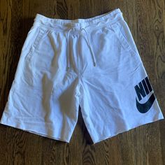 Brand New W Tags Loose Fit At Knee Length Shorts 100% Cotton Mens Xl 10” Inseam 22” Outseam Fast Shipper White Short Sportswear Bottoms, White Short Length Sportswear Bottoms, White Athletic Sportswear Shorts, Casual White Shorts For Leisure, Nike White Streetwear Shorts, Nike White Athleisure Shorts, Casual White Bottoms For Leisure, Nike Cotton Bottoms With Relaxed Fit, Nike Relaxed Fit Cotton Shorts