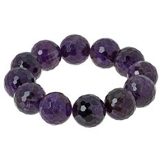 KALIFANO Amethyst 18mm Faceted Bead Stretch Bracelet Give any look a pop of purple twinkle with this easy-wearing stretch bracelet, featuring faceted amethyst gems. Casually chic, it's an everyday design that's great styled alone or with other bracelets.       Approx. 6-1/2"L x 11/16"W     No metal components     Slip-on stretch design    Stone Information       All sizes and weights approximate     Amethyst: Faceted bead (18mm) Purple Gemstone Beads Stretch Bracelet, Adjustable Purple Round Stretch Bracelet, Casually Chic, Amethyst Gem, Beaded Stretch Bracelet, Faceted Bead, Stretch Bracelet, Stretch Bracelets, Twinkle Twinkle