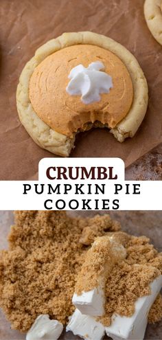 crumbl pumpkin pie cookies with marshmallows in the middle and on top