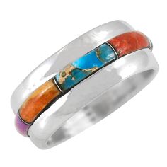 PRICES MAY VARY. 925 Sterling Silver (Solid) Genuine Turquoise, Coral, Lab Opal, and Purple Turquoise (natural turquoise that has been treated & color-enhanced). Color/shades/matrix will vary (sometimes dramatically). Approx 1/3" wide (see ruler image) Premium Quality | Imported Distinctive eternity band ring (also makes a great wedding band!) made of solid sterling silver & genuine gemstones. Gorgeous with touch of Southwest flair that is always exciting! See ruler images for size/dimensions.No Colors Shades, Purple Turquoise, Eternity Band Ring, Genuine Turquoise, Eternity Band, Natural Turquoise, Ring Sterling Silver, Color Shades, Eternity Bands