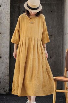 Square Neck Summer Women Linen Dresses Loose Summer Linen Raglan Sleeve Long Women Dresses 97292 Short Women Dresses, Linen Dress Women, Short Women, Square Neck Dress, Soft Summer