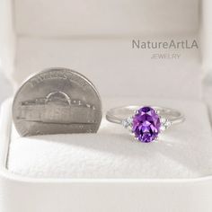 Dainty Oval Amethyst Engagement Ring February Birthstone Anniversary Ring 14K White Gold Amethyst Promise Ring Moissanite Ring Gifts for Her - Etsy Oval Amethyst Ring With Accent Stones For Anniversary, Oval Birthstone Promise Ring With Gemstone, Oval Amethyst Promise Ring With Prong Setting, Oval Amethyst Promise Ring With Accent Stones, Purple Amethyst Oval Diamond Ring, Oval Amethyst Promise Ring In Purple, Oval Purple Birthstone Promise Ring, Oval Birthstone Ring With Accent Stones For Gift, Oval Solitaire Amethyst Ring For Anniversary