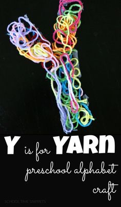 the letter y is for yarn pre school alphabet craft made out of colorful rubber bands