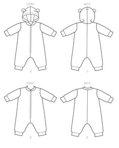 the instructions for how to make a baby's jumpsuit with hood and feet