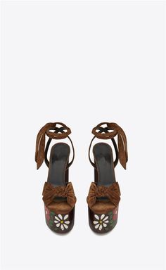 Retro Platforms Saint Laurent Store, Chunky High Heels, Girly Shoes, Lace Up Sandals, Boho Bag, Womens Sandals Flat, Ankle Straps, Cross Straps, Leather Material