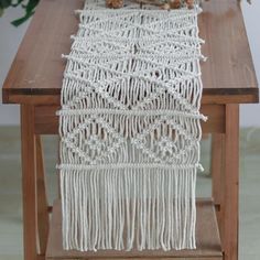 Macrame Bohemian-style Handmade Woven Table Runner - dazuma Woven Mat, Woven Table Runner, Dining Table Runner, Dining Table Runners, Circle Light, The Runner, Flush Mount Ceiling Fan, Over The Edge, Macrame Ideas