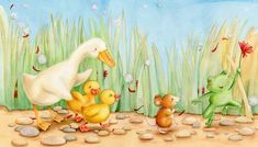 Mama Duck and Ducklings | Children's Illustrators | Children's Books Mama Duck And Ducklings, Duck And Ducklings, Baby Looney Tunes