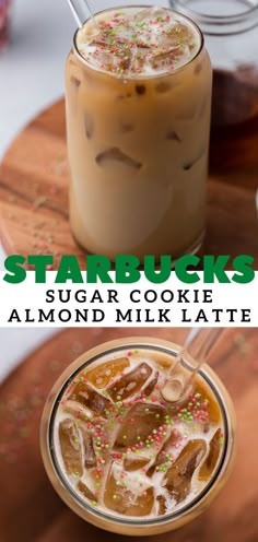 starbucks's sugar cookie almond milkshake is on the table