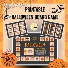 a printable halloween board game with pumpkins