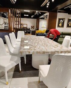 Stunning Designs 48 x30 White Agate Dining Table Top Mosaic Stone Arts Living Room Decor, Home Furniture Decor Custom Table Top, Stone Table Top, Agate Table, Stone Coffee Table, Esstisch Modern, Luxury Modern Furniture, Patio Dining Table, Dining Table Top, Mosaic Stone