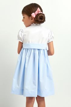 Fitted Classic Smocked Dress, Classic Dress With Smocked Cuffs, Classic Fitted Dress With Smocked Cuffs, Classic White Smocked Dress, Elegant Cotton Smocked Dress, Classic Daywear Dresses With Smocked Back, Elegant Cotton Smocked Dress With Smocked Cuffs, Classic Dresses With Smocked Back For Daywear, Classic White Smocked Dress For Spring