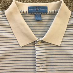 Fairway And Greene Shirt Sleeve Golf Shirt 2xl. Never Worn/Like New. 60% Cotton/40% Polyester. White With Light Blue Stripes. Very Stylish Classic Short Sleeve Golf Shirt, Classic Long Sleeve Golf Top, Spring Polo Collar Golf Tops, Long Sleeve Cotton Polo Shirt For Golf, Spring Golf Polo Collar Top, Spring Golf Tops With Polo Collar, Cotton Long Sleeve Polo Shirt For Golf, Collared Golf Tops For Spring, Spring Golf Collared Tops