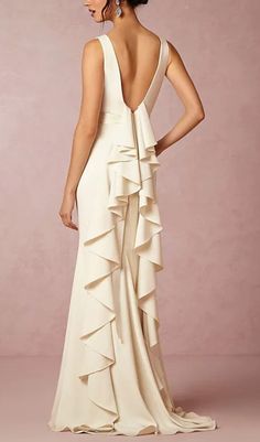 LAMINATED RUFFLE SLEEVELESS DRESS IN WHITE Wedding Dresses Sheath, Casual Wedding Dresses, Column Wedding Dress, Bhldn Wedding, Stylish Wedding Dresses, Minimalist Wedding Dresses, Casual Wedding Dress, Formal Dresses For Weddings, Brides Wedding Dress