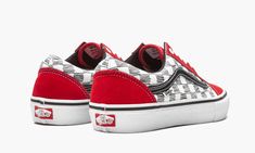 The Vans Old Skool Pro “Sketched Checkerboard” maintains the silhouette's signature aesthetic but elevates it with a distinctive checkerboard pattern across the upper in alternating colors.  This updated Vans style brings newness with a hand-drawn checkerboard pattern in black on the midfoot canvas panels.  It joins solid red suede and a black leather Vans stripe.  The patented style delivers an enhanced skateboarding experience with features that include a vulcanized construction, padded collar Black Leather Vans, Signature Aesthetic, Leather Vans, Vans Checkerboard, Vans Style, Checkerboard Pattern, Stadium Goods, Solid Red, Denim Shorts Women