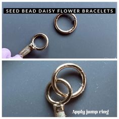 there are two pictures with the words seed daisy flower bracelets