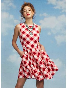 Her Universe Marvel Avengers Icons Gingham Tiered Dress Marvel Merch, Culture Clothes, Americana Dress, Disney Dress, Culture Clothing, Marvel Shirt, Her Universe, No Rain, Bridesmaid Outfit