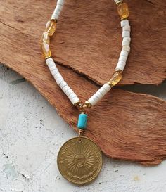 Colorful Argentina coin gemstone necklace Beaded Coin Necklace, Healing Gemstone Medallion Jewelry, Spiritual Medallion Jewelry With Natural Stones, Natural Stones Medallion Amulet Jewelry, Natural Stone Medallion Amulet Jewelry, Medallion Necklaces With Gemstone Beads As Gift, Vintage White Gemstone Necklaces, White Vintage Gemstone Necklace, Vintage White Gemstone Necklace