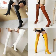 Category:Boots; Upper Materials:Faux Leather; Season:Winter; Heel Type:High Heel,Stiletto; Gender:Women's; Toe Shape:Pointed Toe; Type:Thigh High Boots,Over The Knee Boots; Heel Height(inch):4-5; Outsole Materials:Rubber; Occasion:Daily; Closure Type:Zipper; Pattern:Solid Colored; Listing Date:08/04/2023; Production mode:External procurement; 2024 Trends:Heel Boots; Foot Length:; Foot Width:; Size chart date source:Provided by Supplier.; US Size:null; UK Size:14.5; EU Size:50 Fall Over-the-knee Heeled Boots In Faux Leather, Fall Over The Knee Faux Leather Boots, Faux Leather Over-the-knee Boots For Fall, Fall Faux Leather Over-the-knee Boots, Fitted Faux Leather Knee-high Boots With High Heels, Faux Leather Thigh-high Boots For Fall, Faux Leather Thigh High Boots For Fall, Winter Wide Calf Over-the-knee Boots, Thigh High Wide Calf Platform Boots For Fall