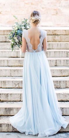 24 Dreamy Blue Wedding Dresses To Inspire ❤ Fall in love with gorgeous blue wedding dresses that radiate elegance! #blueweddingdresses #coloredweddingdresses #weddingdresses #weddingdressesblue #bluedressesforwedding