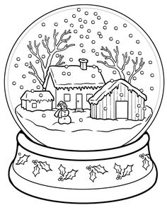 a snow globe with a house and trees inside it, in the middle of merry christmas