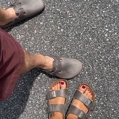 —@bethsboholife - The only logical next step is a joint Facebook account. 🤣🤣 #birkenstock #birkenstockboston #coupleswhowearmatchingbirkenstocks #matchymatchy #matchy #jointfacebookaccounts #icanttakeit #hecopiedme #styleandgrace #absolutelynot #laughalittle #myws #mywsnc Leather Slides With Round Toe For Outdoor, Outdoor Leather Slides With Cork-bed Midsoles, Oiled Leather Sandals With Cushioned Footbed And Round Toe, Rugged Sandals With Textured Footbed And Round Toe, Leather Footbed Sandals For Outdoor, Leather Footbed Sandals For Everyday Use, Comfortable Leather Footbed Sandals With Round Toe, Leather Footbed Sandals With Round Toe For Outdoor, Outdoor Leather Footbed Sandals With Round Toe