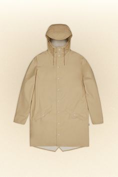 Rains® Long Jacket in Sand for $125 | Free Shipping Rains Long Jacket, Design Jacket, Elegant Drapes, Pu Fabric, Pull Sweat, Long Jacket, Waterproof Jacket, Cotton Blankets, Baby & Toddler Clothing