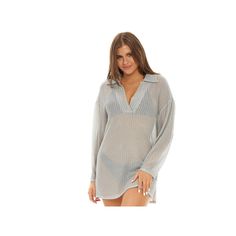 You'll be ready for the beach in style wearing this women's mesh swim-cover-up tunic by Jordan Taylor.Finding the perfect fit and size for women's clothing requires basic measurements of your chest, waist, hips and inseam. Use this guide to learn more about sizing and everything Kohl's has to offer in women's fashion. Textured fabric blend Polo collar with V-neck Long bell sleevesFIT & SIZING Longer tunic lengthFABRIC & CARE Nylon, spandex Hand wash Size: Small. Color: Silver. Gender: female. Ag Mesh Swimwear Beach Cover-up For Beach Season, Summer Mesh Cover-up For Beach Season, Mesh Beach Cover-up For Beach Season, Long Sleeve Swim Dress For Beach, Sheer Tops For Beach Season, Summer Sheer Tops For Beach Season, Sheer Summer Top For Beach Cover-up, Sheer Tops For Beach Season Vacation, Sheer Summer Top For Beach