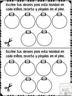 the worksheet for teaching spanish to teach children how to decorate christmas ornaments with scissors